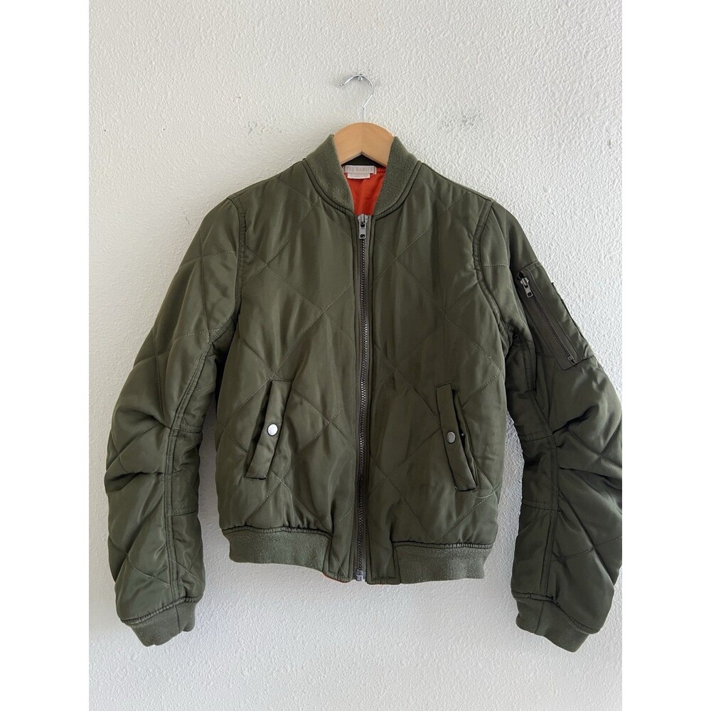 The Hanger Olive Green Diamond Quilted Bomber Jacket Women’s S Streetwear